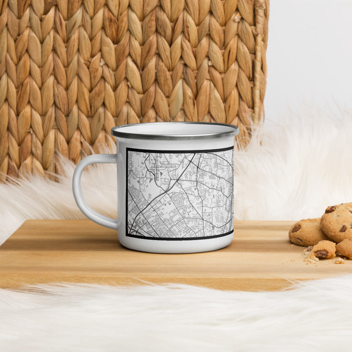 Left View Custom Troy New York Map Enamel Mug in Classic on Table Top
