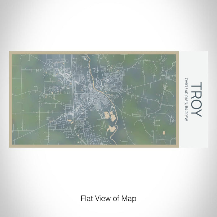 Rendered View of Troy Ohio Map on 17oz Stainless Steel Insulated Bottle with printed afternoon style map