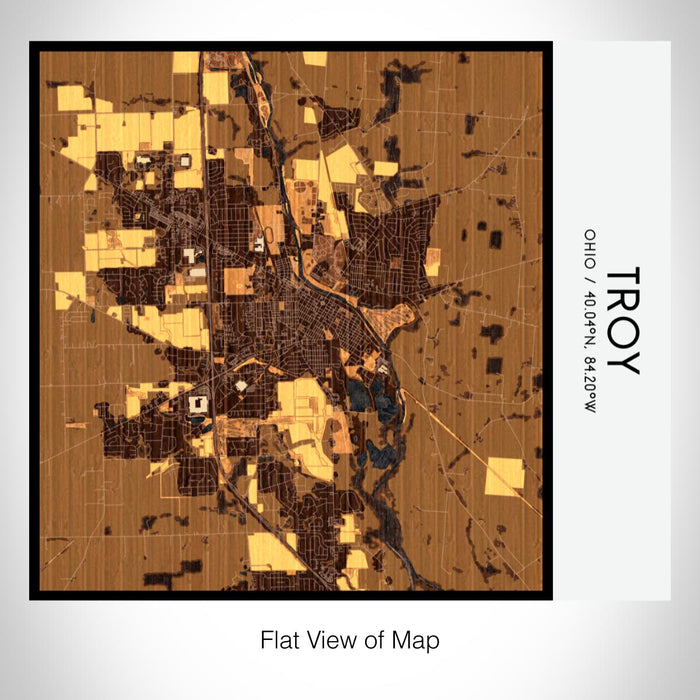 Rendered View of Troy Ohio Map on 17oz Stainless Steel Insulated Tumbler in Ember Map Style
