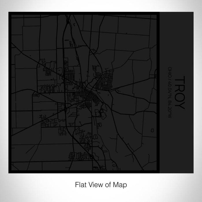 Rendered View of Troy Ohio Map on 17oz Stainless Steel Insulated Tumbler in Matte Black with Tactile Lines