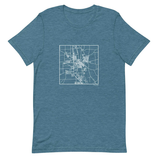 Troy Ohio  Map Unisex T-Shirt with City inscription in Heather Teal