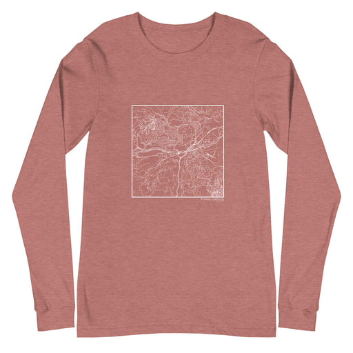Truckee California  Map Unisex Long-Sleeve T-shirt with City inscription in Heather Mauve