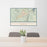 24x36 Truth or Consequences New Mexico Map Print Lanscape Orientation in Woodblock Style Behind 2 Chairs Table and Potted Plant