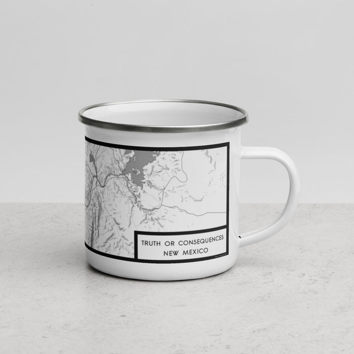 Right View Custom Truth or Consequences New Mexico Map Enamel Mug in Classic