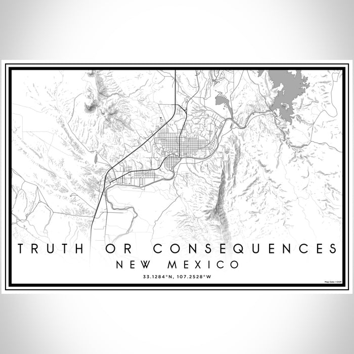 Truth or Consequences New Mexico Map Print Landscape Orientation in Classic Style With Shaded Background