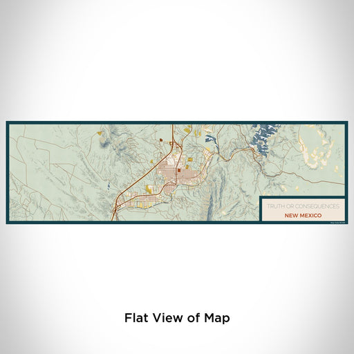 Flat View of Map Custom Truth or Consequences New Mexico Map Enamel Mug in Woodblock