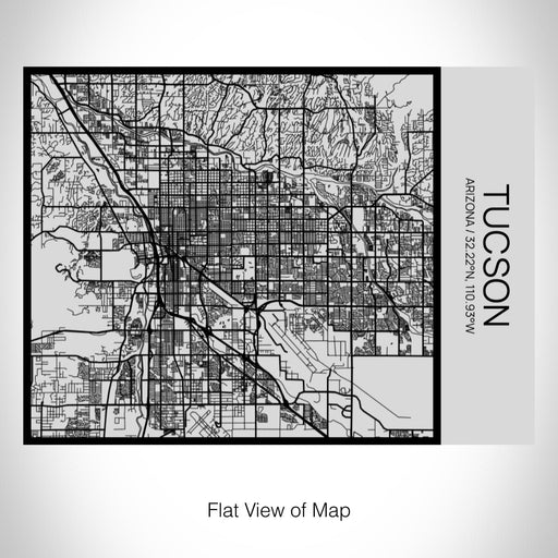 Rendered View of Tucson Arizona Map on 20oz Stainless Steel Insulated Bottle with Bamboo Top with printed Tactile Lines Map in Black