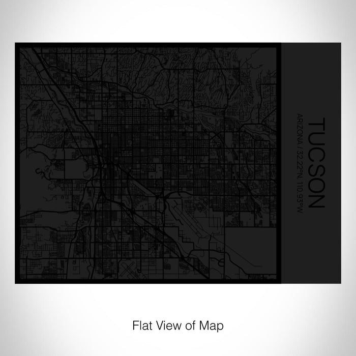 Rendered View of Tucson Arizona Map on 20oz Stainless Steel Insulated Bottle with Bamboo Top in Matte Black with printed Tactile Lines Map in Black