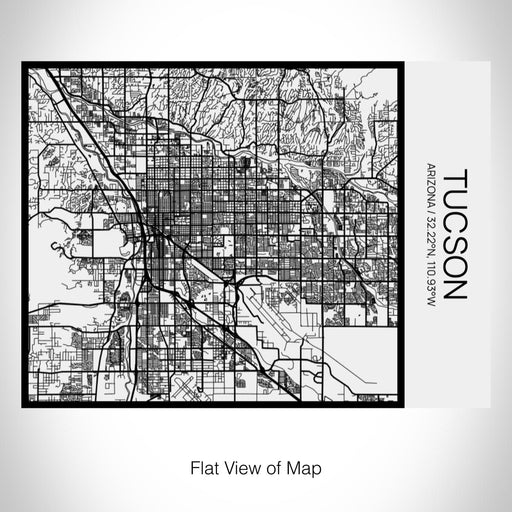 Rendered View of Tucson Arizona Map on 20oz Stainless Steel Insulated Bottle with Bamboo Top in Matte White with printed Tactile Lines Map in Black