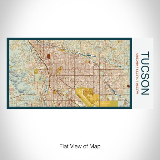 Rendered View of Tucson Arizona Map on 17oz Stainless Steel Insulated Bottle with printed woodblock style map