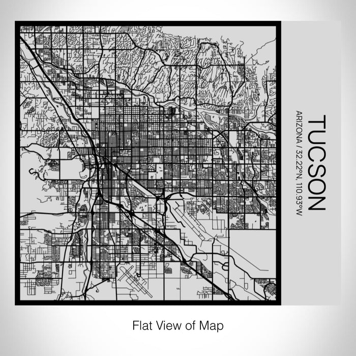 Rendered View of Tucson Arizona Map on 17oz Stainless Steel Insulated Tumbler in Tactile Lines with Succulent in Background