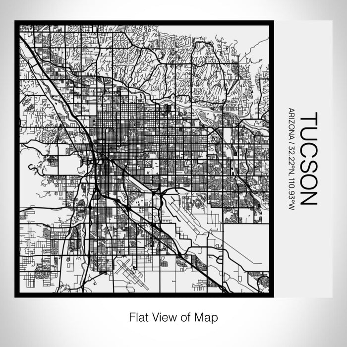 Rendered View of Tucson Arizona Map on 17oz Stainless Steel Insulated Tumbler in Matte White with Tactile Lines