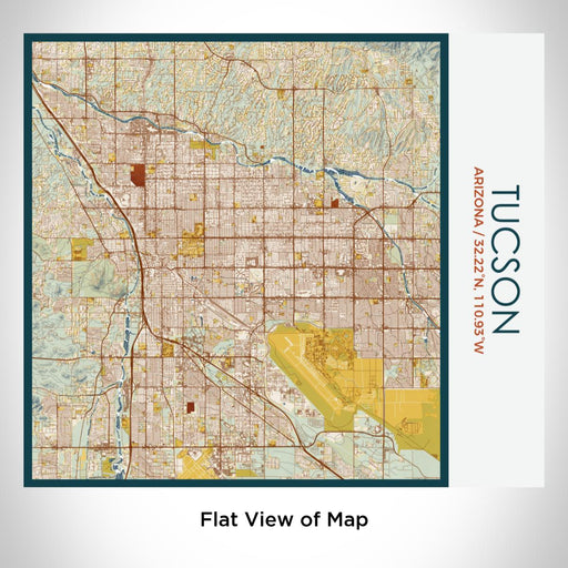 Rendered View of Tucson Arizona Map on 17oz Stainless Steel Insulated Tumbler in Woodblock Map Style