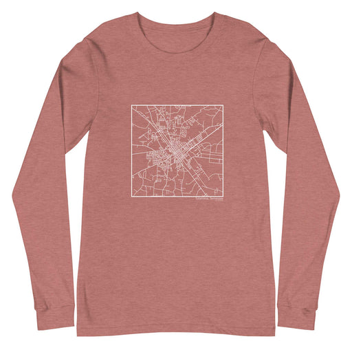 Tullahoma Tennessee  Map Unisex Long-Sleeve T-shirt with City inscription in Heather Mauve