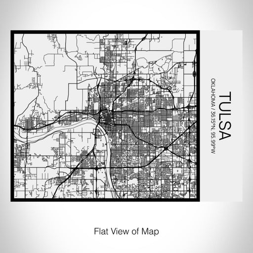 Rendered View of Tulsa Oklahoma Map on 20oz Stainless Steel Insulated Bottle with Bamboo Top in Matte White with printed Tactile Lines Map in Black