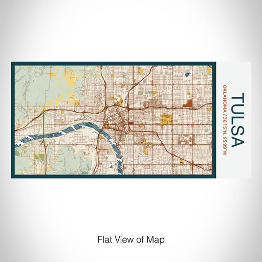 Rendered View of Tulsa Oklahoma Map on 17oz Stainless Steel Insulated Bottle with printed woodblock style map