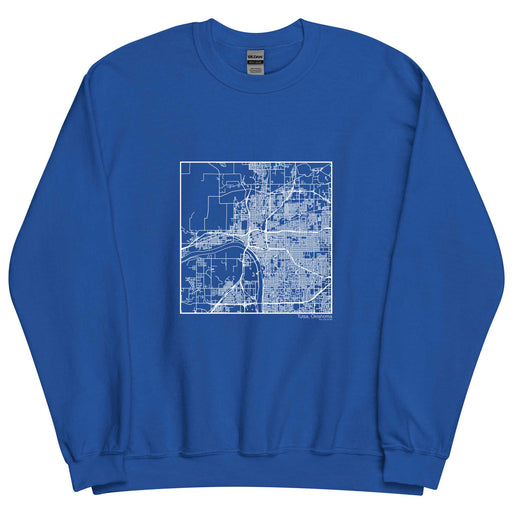 Tulsa Oklahoma  Map Unisex Crewneck Sweater with City inscription in Royal Blue