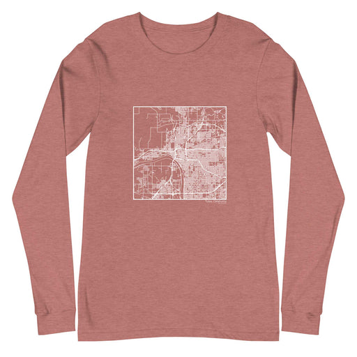 Tulsa Oklahoma  Map Unisex Long-Sleeve T-shirt with City inscription in Heather Mauve