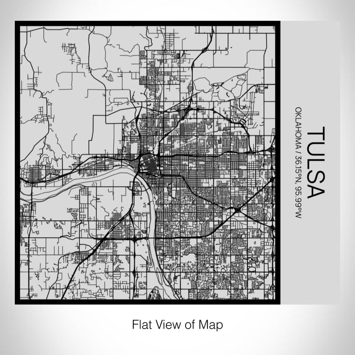 Rendered View of Tulsa Oklahoma Map on 17oz Stainless Steel Insulated Tumbler in Tactile Lines with Succulent in Background