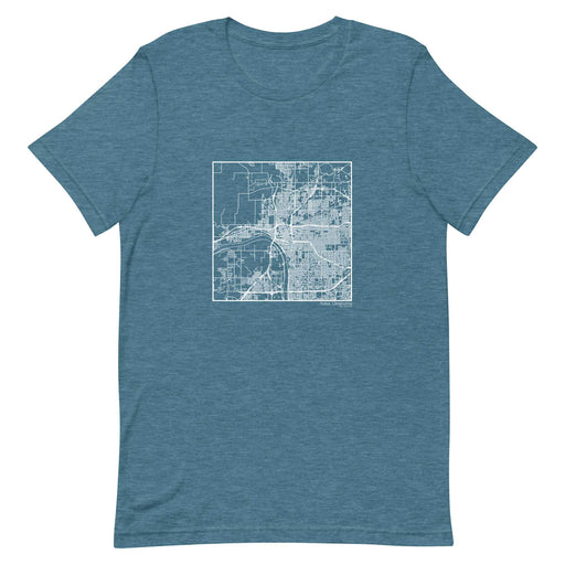 Tulsa Oklahoma  Map Unisex T-Shirt with City inscription in Heather Teal