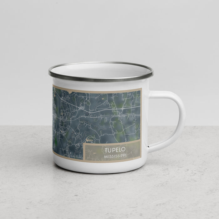 Right View Custom Tupelo Mississippi Map Enamel Mug in Afternoon