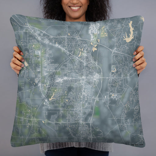 Person holding 22x22 Custom Tupelo Mississippi Map Throw Pillow in Afternoon