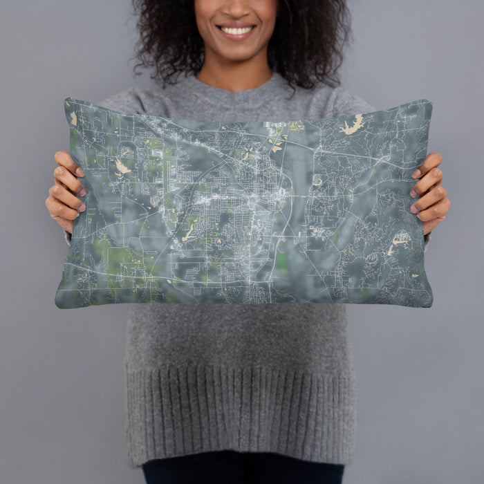 Person holding 20x12 Custom Tupelo Mississippi Map Throw Pillow in Afternoon