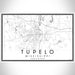 Tupelo Mississippi Map Print Landscape Orientation in Classic Style With Shaded Background