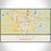 Tupelo Mississippi Map Print Landscape Orientation in Woodblock Style With Shaded Background