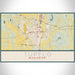 Tupelo Mississippi Map Print Landscape Orientation in Woodblock Style With Shaded Background