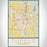 Tupelo Mississippi Map Print Portrait Orientation in Woodblock Style With Shaded Background