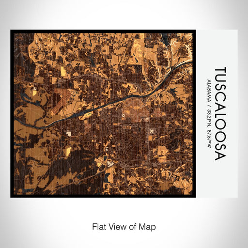 Rendered View of Tuscaloosa Alabama Map on 20oz Stainless Steel Insulated Bottle with Bamboo Top with printed ember style map