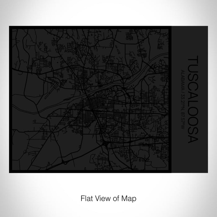 Rendered View of Tuscaloosa Alabama Map on 20oz Stainless Steel Insulated Bottle with Bamboo Top in Matte Black with printed Tactile Lines Map in Black