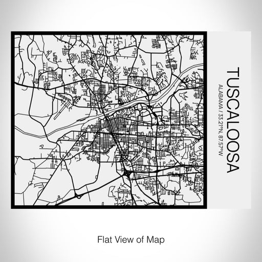 Rendered View of Tuscaloosa Alabama Map on 20oz Stainless Steel Insulated Bottle with Bamboo Top in Matte White with printed Tactile Lines Map in Black