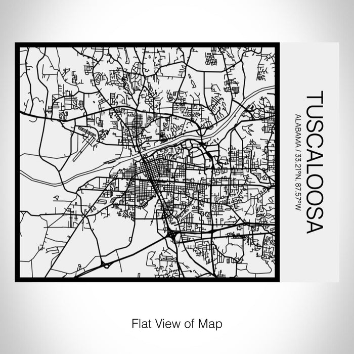 Rendered View of Tuscaloosa Alabama Map on 20oz Stainless Steel Insulated Bottle with Bamboo Top in Matte White with printed Tactile Lines Map in Black