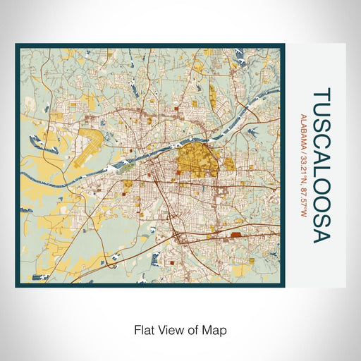 Rendered View of Tuscaloosa Alabama Map on 20oz Stainless Steel Insulated Bottle with Bamboo Top with printed woodblock style map