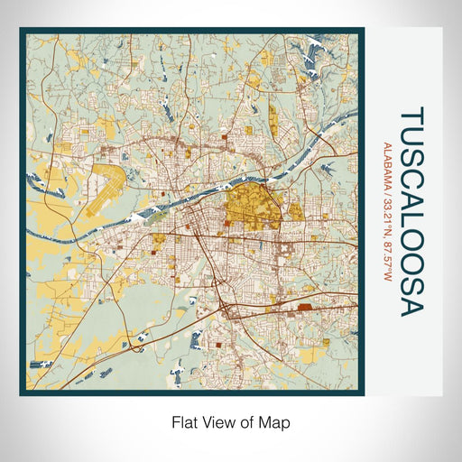 Rendered View of Tuscaloosa Alabama Map on 17oz Stainless Steel Insulated Tumbler in Woodblock Map Style