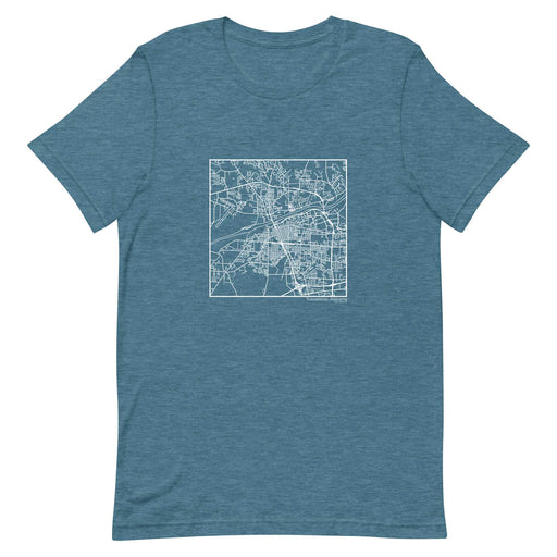 Tuscaloosa Alabama  Map Unisex T-Shirt with City inscription in Heather Teal