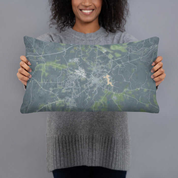 Person holding 20x12 Custom Tuskegee Alabama Map Throw Pillow in Afternoon