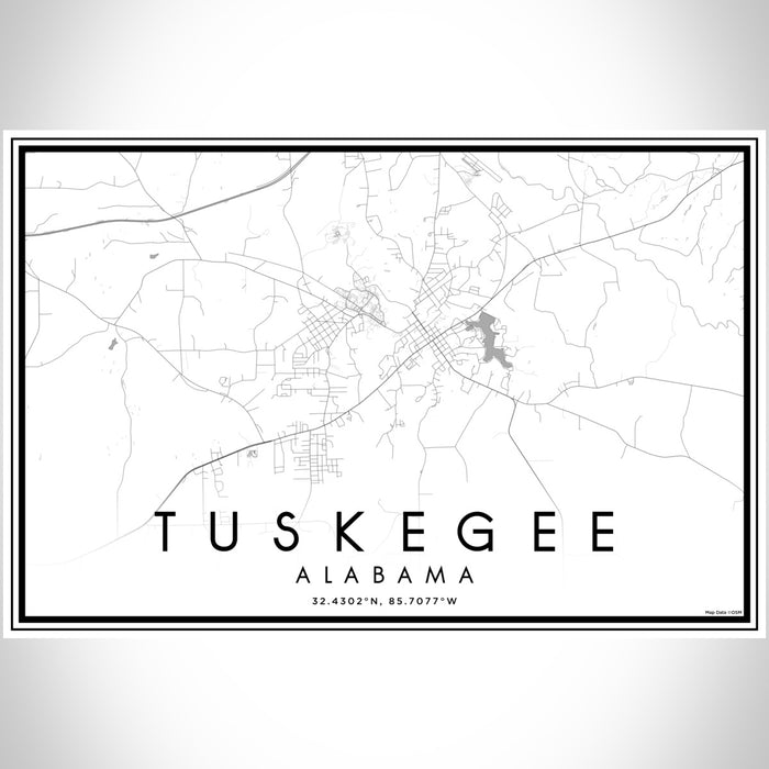 Tuskegee Alabama Map Print Landscape Orientation in Classic Style With Shaded Background