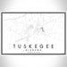 Tuskegee Alabama Map Print Landscape Orientation in Classic Style With Shaded Background