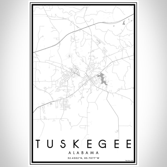 Tuskegee Alabama Map Print Portrait Orientation in Classic Style With Shaded Background