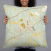 Person holding 22x22 Custom Tuskegee Alabama Map Throw Pillow in Woodblock