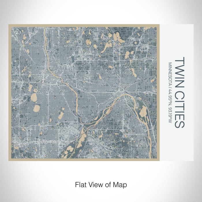 Rendered View of Twin Cities Minnesota Map on 20oz Stainless Steel Insulated Bottle with Bamboo Top with printed afternoon style map