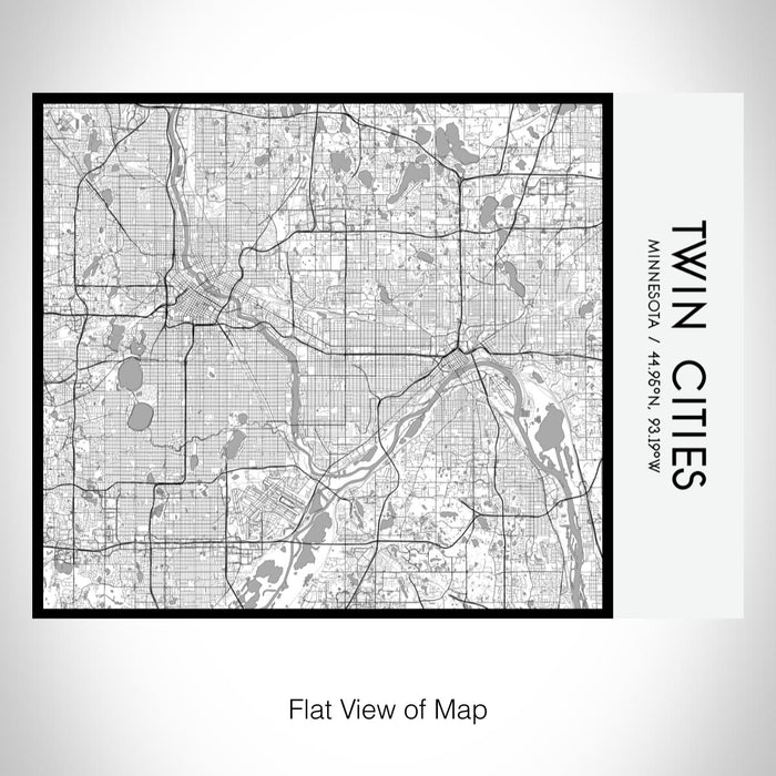 Rendered View of Twin Cities Minnesota Map on 20oz Stainless Steel Insulated Bottle with Bamboo Top with printed classic style map