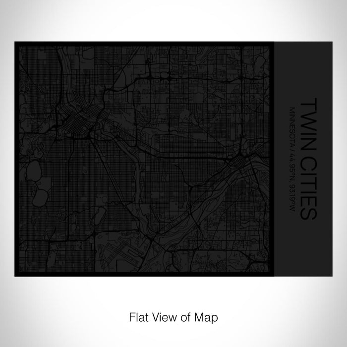 Rendered View of Twin Cities Minnesota Map on 20oz Stainless Steel Insulated Bottle with Bamboo Top in Matte Black with printed Tactile Lines Map in Black