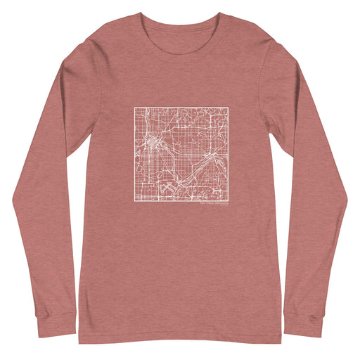 Twin Cities Minnesota  Map Unisex Long-Sleeve T-shirt with City inscription in Heather Mauve