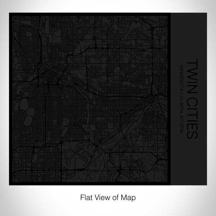 Rendered View of Twin Cities Minnesota Map on 17oz Stainless Steel Insulated Tumbler in Matte Black with Tactile Lines