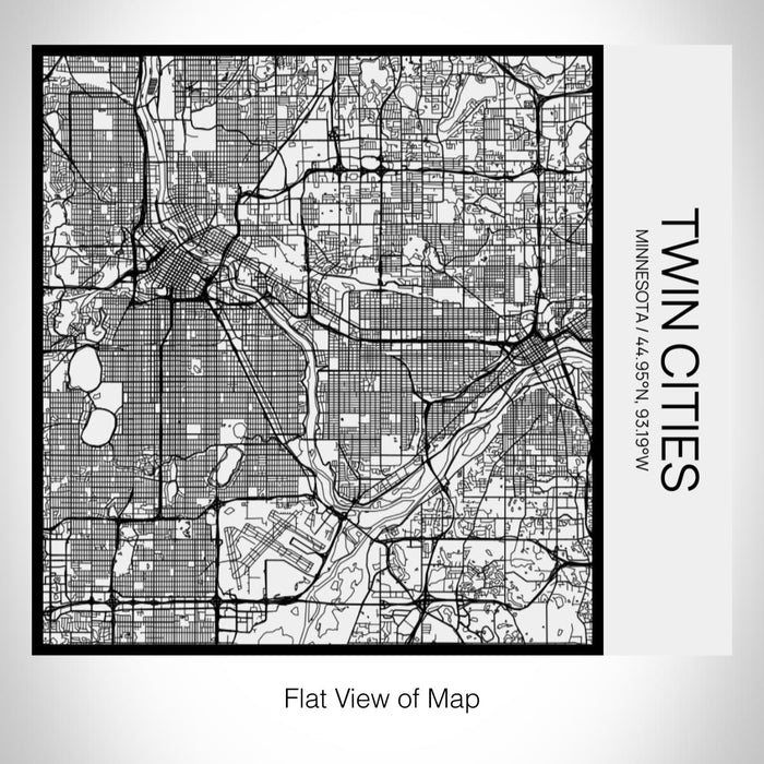 Rendered View of Twin Cities Minnesota Map on 17oz Stainless Steel Insulated Tumbler in Matte White with Tactile Lines