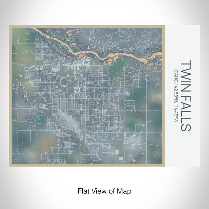 Rendered View of Twin Falls Idaho Map on 20oz Stainless Steel Insulated Bottle with Bamboo Top with printed afternoon style map